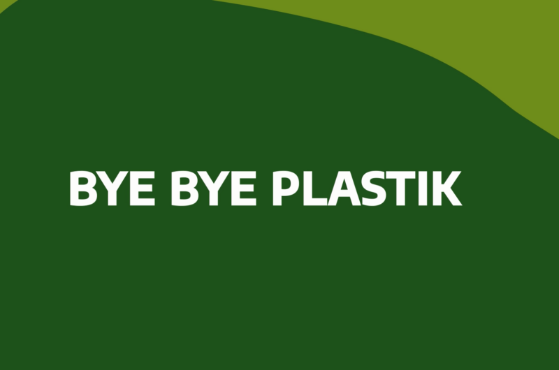 "BYE BYE PLASTIK" auf einem grünem Hintergrund