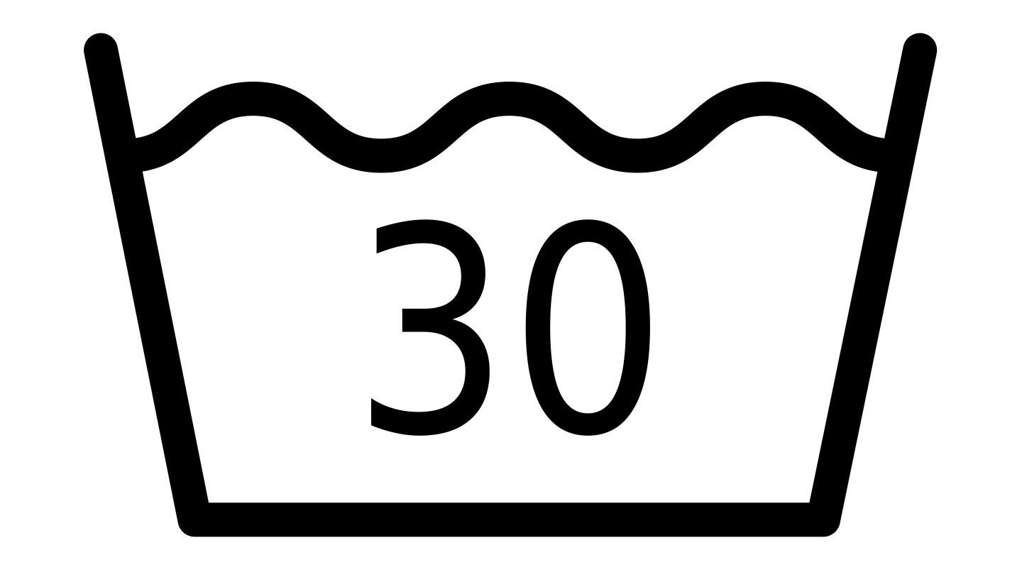 30 Grad Waschmaschinensymbol schwarzes 30 Grad Waschmaschinensymbol