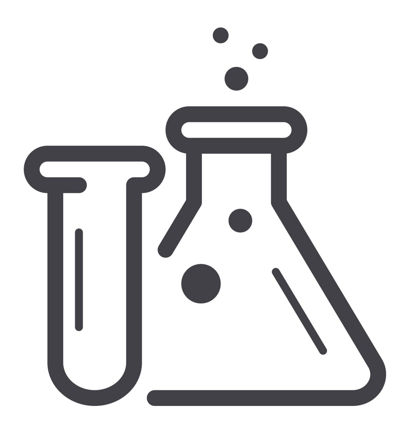 Reagenzgläser Icon Zwei Reagenzgläser eines davon blubbert