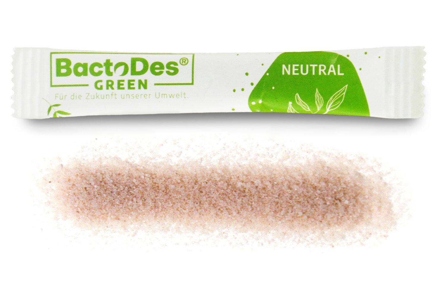 BactoDes Green Granulat neben einem BactoDes Green Stick.