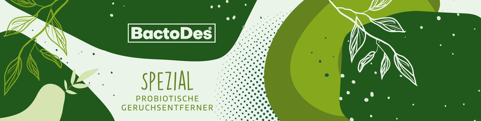 Grüner Banner mit dem BactoDes Spezial Probiotische...