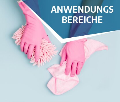 Pinke Reinigungshandschuhe und Putztücher