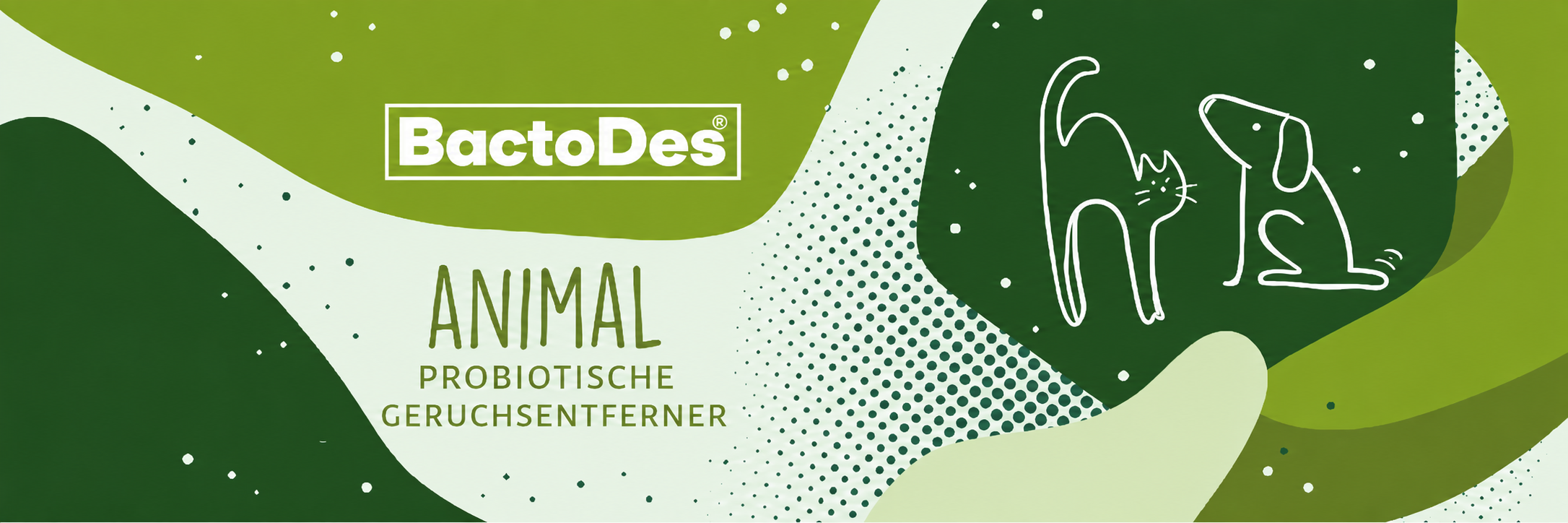Grüner Banner mit dem BactoDes Animal  Probiotische...