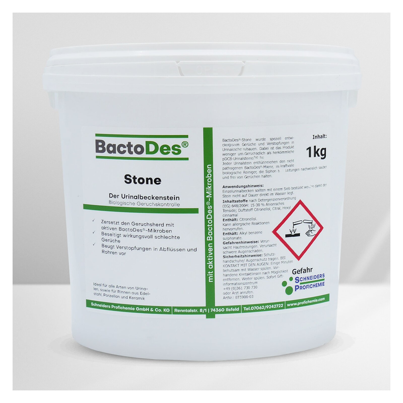 oben und günstig Kaufen-BactoDes-Stone 1KG. BactoDes-Stone 1KG <![CDATA[BactoDes-Stone Uringeruch mit BactoDes-Urinalbeckensteine beseitigen BactoDes®-Stone entfernt durch die BactoDesMikroben im Produkt schnell und nachhaltig Uringeruch in Pinkelrinnen, Pissoirs usw. Folgende 