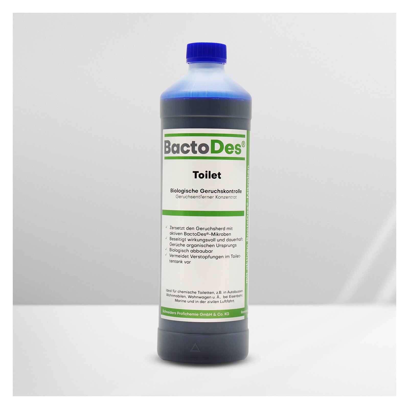 BactoDes-Toilet biologischer Geruchsentferner für Campingtoiletten 1L