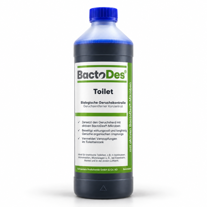 BactoDes® Toilet mikrobiologischer Geruchsentferner für Campingtoiletten 1L