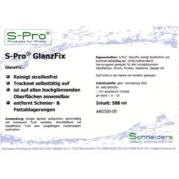 S-Pro GlanzFix Glas & Fensterreiniger 500ml