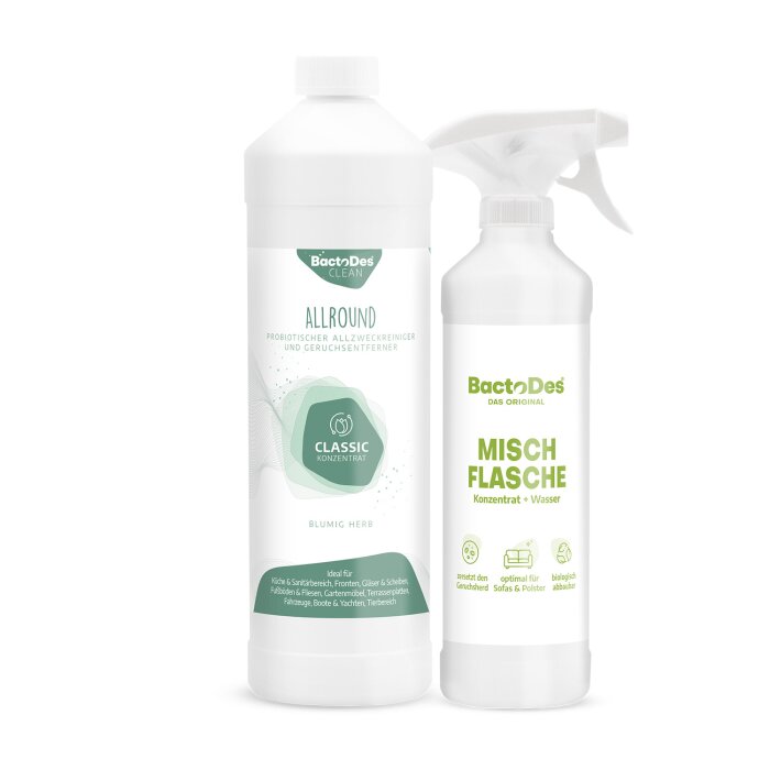 BactoDes® Clean Allround - Classic 1 Liter Flasche inkl. 1 Misch- und Sprühflasche