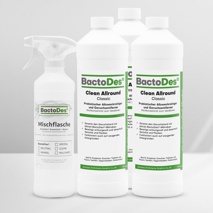 BactoDes® Clean Allround - Classic 3x1 LiterSet inkl. 1 Misch- und Sprühflasche