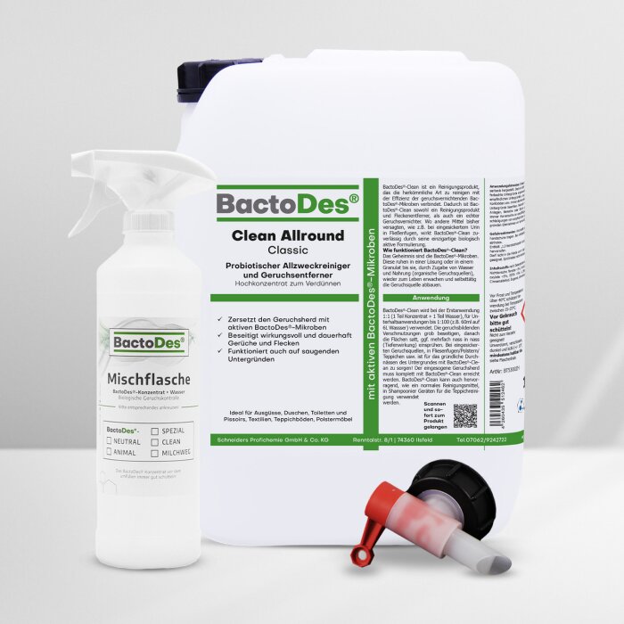 BactoDes® Clean Allround - Classic 10 Liter Kanister  inkl.1 Misch- und Sprühflasche