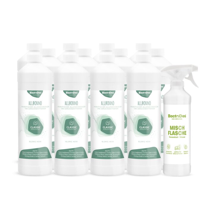 BactoDes® Clean Allround - Classic 12x1 Liter Karton inkl. 1 Misch- und Sprühflasche