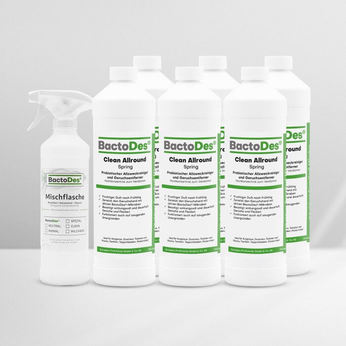 BactoDes® Clean Allround - Spring 6x1  Liter Karton inkl. 1 Misch- und Sprühflasche