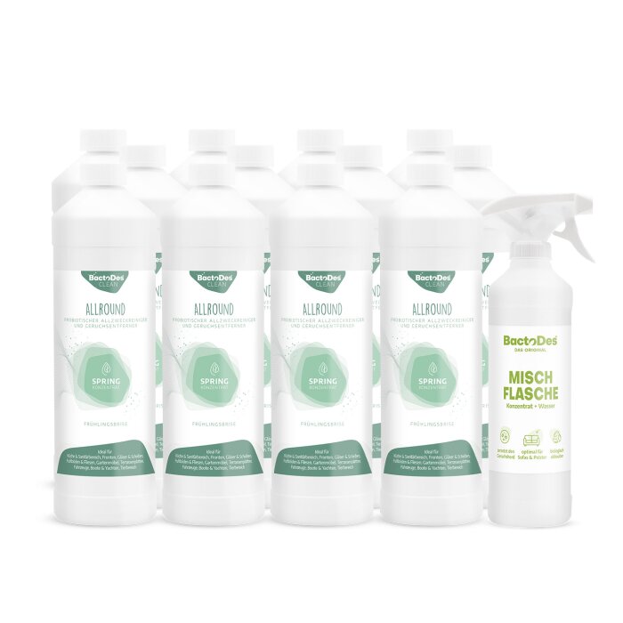 BactoDes® Clean Allround - Spring 12x1 Liter Karton inkl. 1 Misch- und Sprühflasche