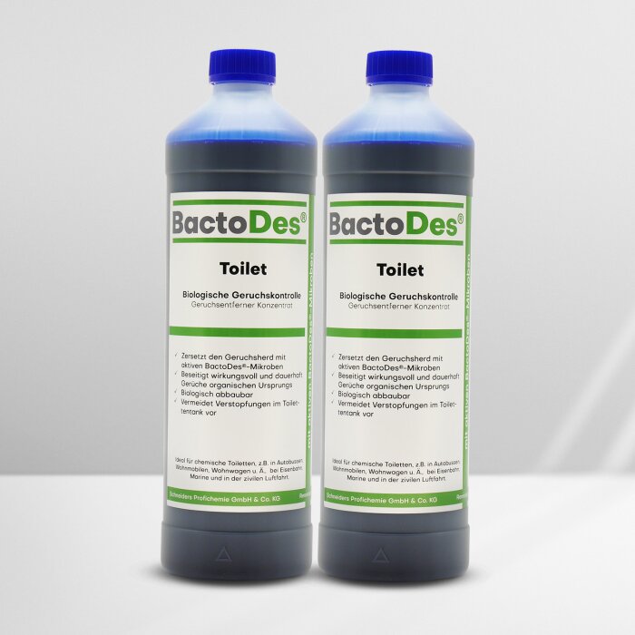 BactoDes-Toilet biologischer Geruchsentferner für Campingtoiletten 1L 2x1Liter Set