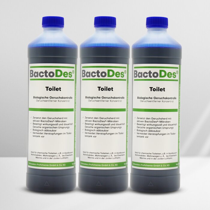 BactoDes-Toilet biologischer Geruchsentferner für Campingtoiletten 1L 3x1Liter Set