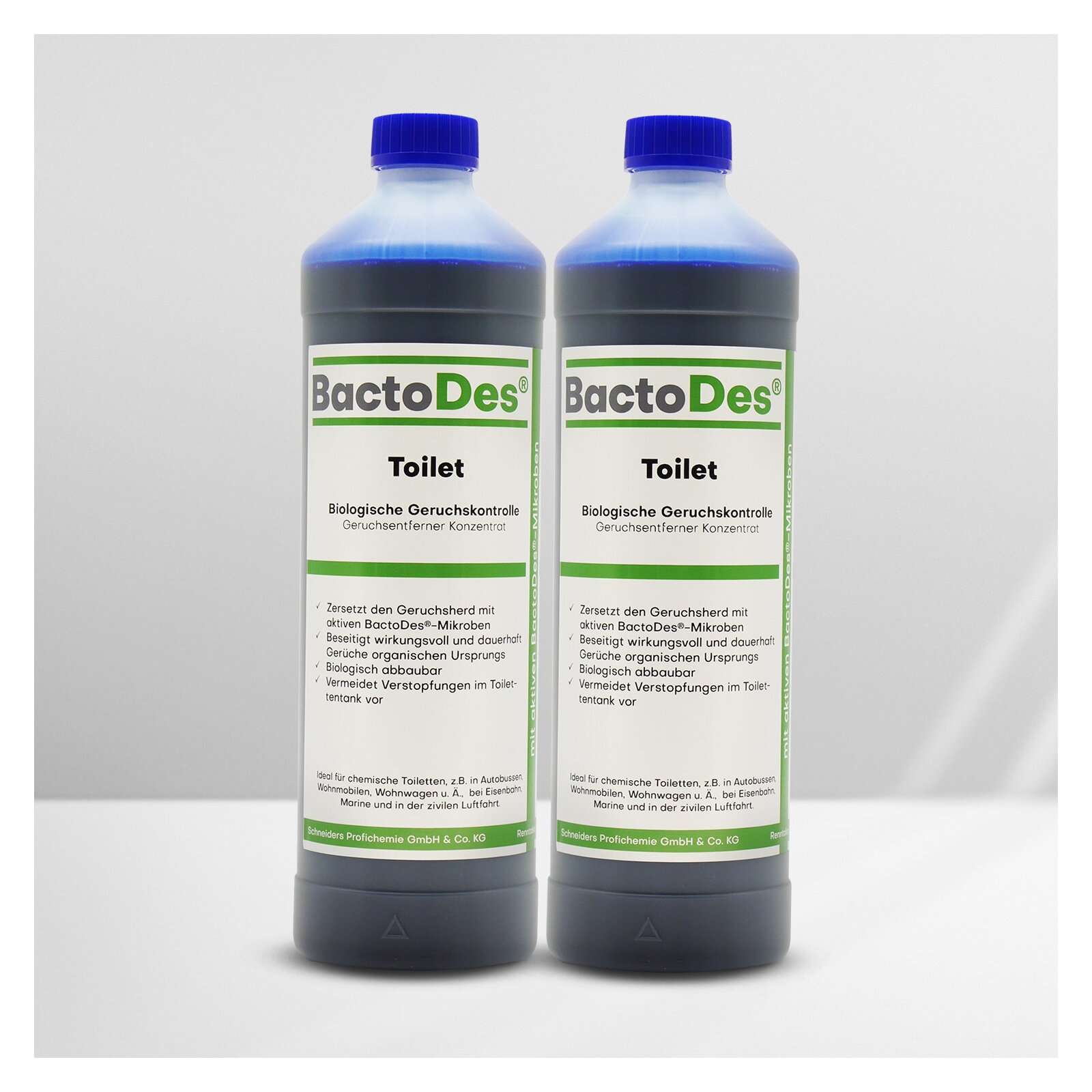 BactoDes-Toilet biologischer Geruchsentferner für Campingtoiletten 2x1L Set