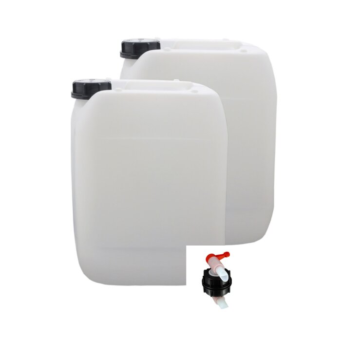 2x Wasserkanister 10l mit 1 Hahn DIN 51 Kunststoff natur