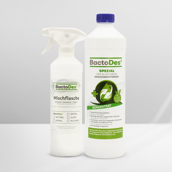 BactoDes-Spezial Geruchskiller 1Liter Flasche inkl. 1 Misch- und Sprühflasche