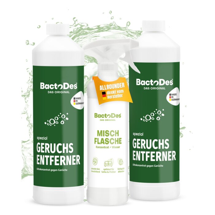 BactoDes-Spezial Geruchskiller 2x1 Liter Set inkl.1 Misch- und Sprühflasche