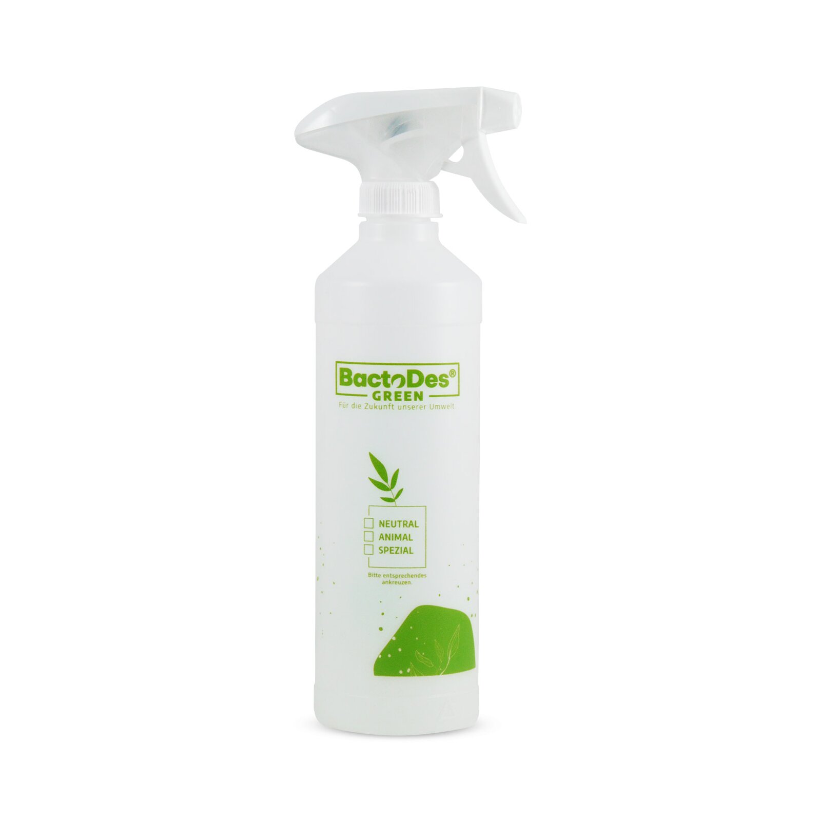 BactoDes® Green Leerflasche - GreenPE 500ml bedruckt