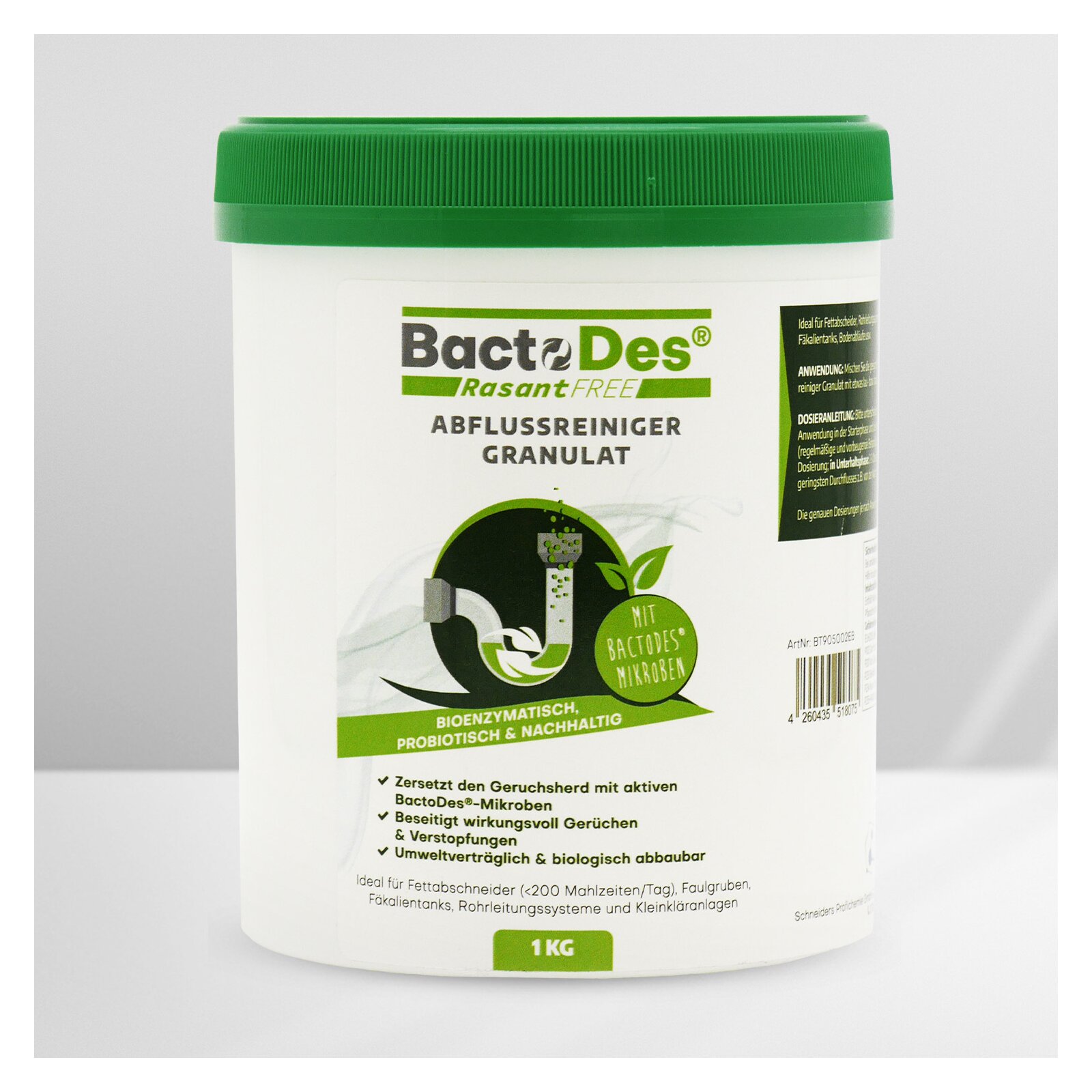 Abflussreiniger günstig Kaufen-BactoDes® RasantFree Granulat - Abflussreiniger u. Bioaktivator. BactoDes® RasantFree Granulat - Abflussreiniger u. Bioaktivator <![CDATA[BactoDes RasantFree Abflussreiniger-Granulat Vermeidung von Gerüchen und Verstopfungen Vielseitig Schnelle