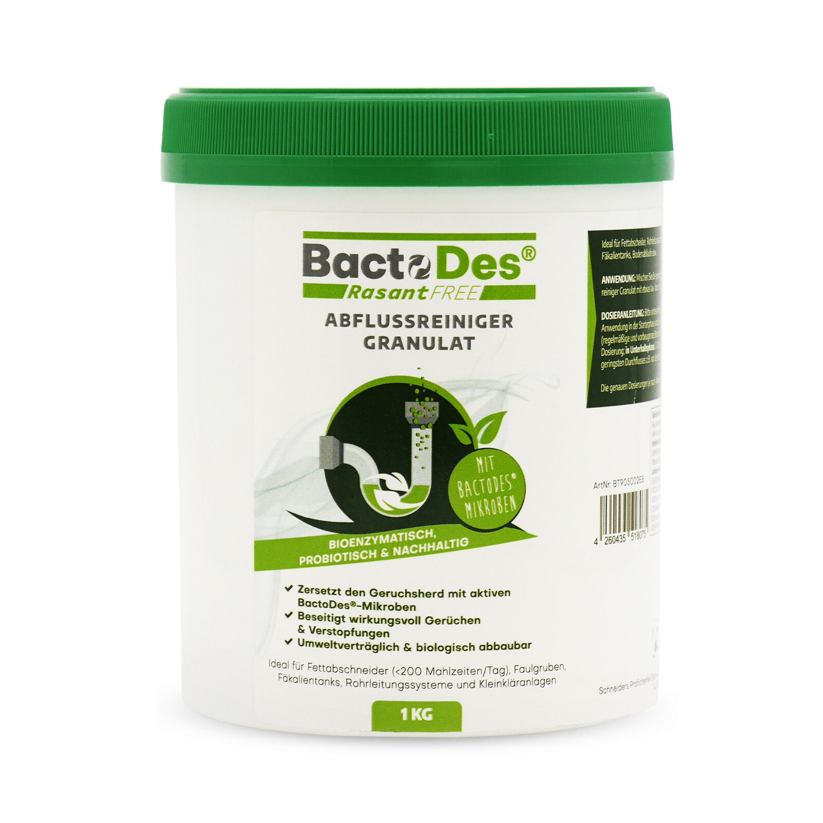 4260435518068 - BactoDes® RasantFree Granulat - Abflussreiniger u Bioaktivator