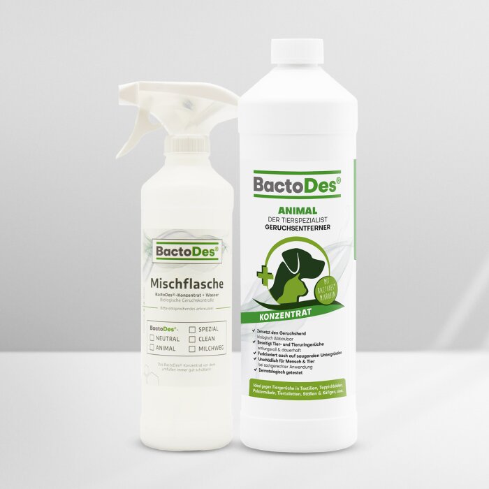 BactoDes® Animal Konzentrat inkl. Misch- und Sprühflasche 1 L Flasche