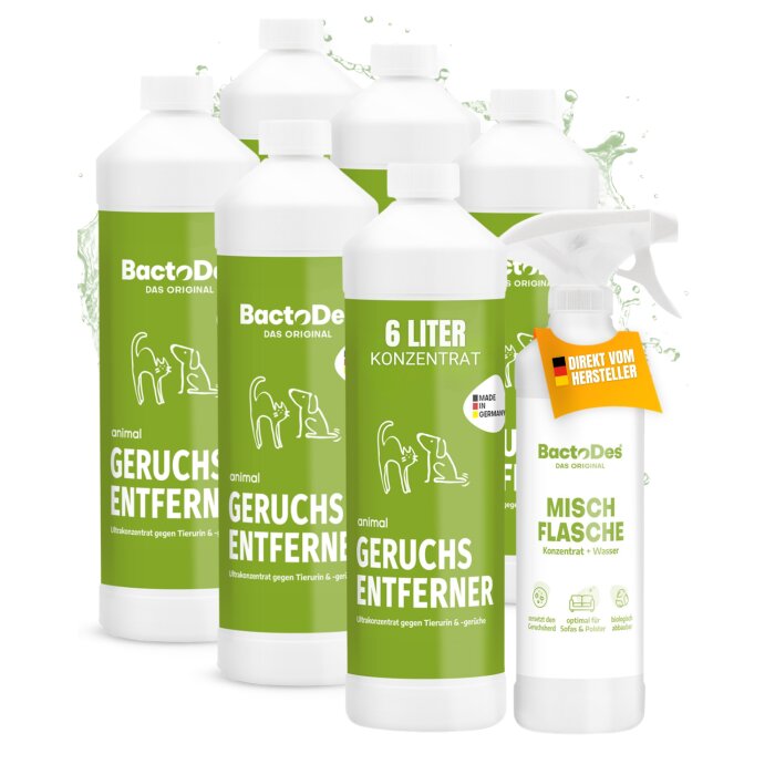 BactoDes Animal  Konzentrat 6 x 1 L Flasche inkl. 1 Misch- und Sprühflasche