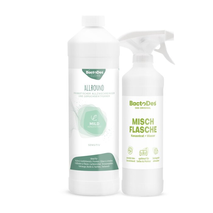 BactoDes® Clean Allround - Mild 1Liter Flasche inkl. 1 Misch- und Sprühflasche