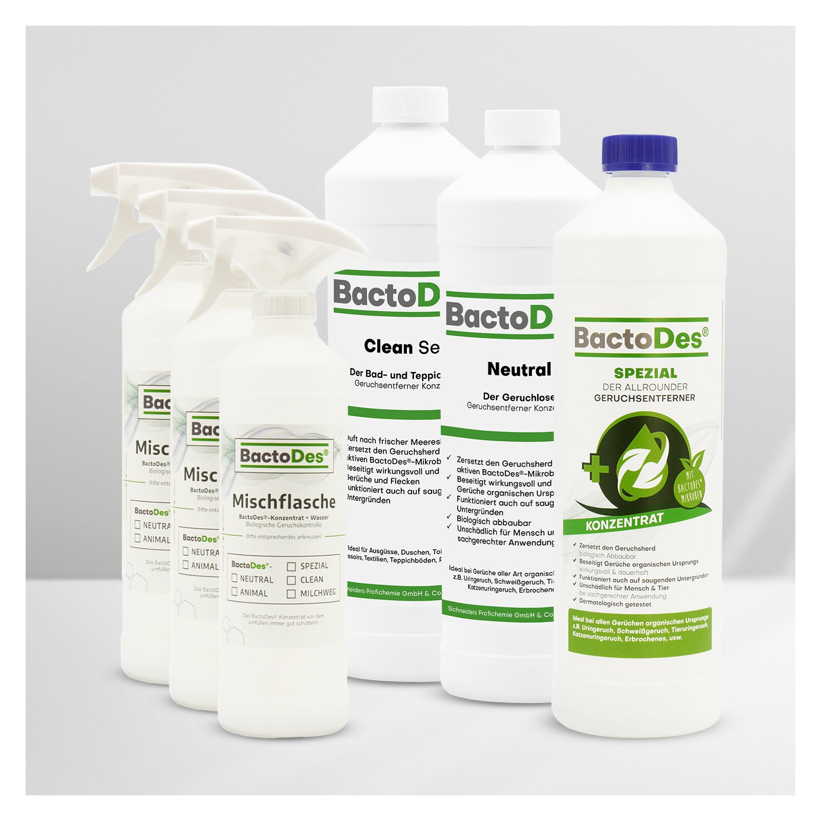 CLean günstig Kaufen-BactoDes-3-er-Set 'Clean-Spezial-Neutral' incl. 3 Misch- und Sprühflaschen. BactoDes-3-er-Set 'Clean-Spezial-Neutral' incl. 3 Misch- und Sprühflaschen <![CDATA[Dieses Set enthält folgende Produkte: BactoDes-Clean Sea 1Liter BactoDes-Spezial 1L