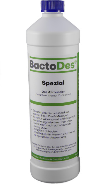 BactoDes gibt es in verschiedenen Sorten Geruchskiller BactoDes Spezial